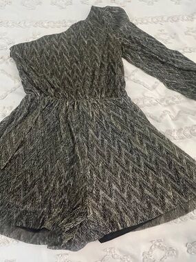Lulu's Black and White Marled Long-Sleeve Fit-and-Flare Dress